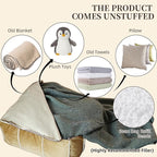 Unstuffed Pouf Cover Ottoman Footrest Animal Foot Stool Floor Bean Bag Floor Chair Storage for Living Room Bedroom Home Decor (Brown, 20 x 20 x 8 Inches Sqaure)