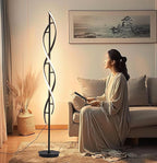 NKU Spiral Floor Lamp for Living Room Modern LED Floor Light with Remote Dimmable Control Sleek Spiral Design Corner Lamp for Bedroom, and Office Lighting Tall Standing Floor Lamp Black 63 inch