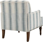 UIXE Stripe Accent Chairs Set of 2, Living Room Arm Chair Modern Nailhead Trim Club Armchair, Comfy Upholstered Sofa Lounge Seat Reading Seat Bedroom Side Seating for Home Office, Blue