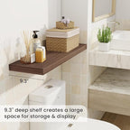 Fun Memories Floating Shelves for Wall, 32 Inch Rustic Wood Wall Mounted Shelves for Bathroom, Bedroom, Kitchen, Living Room, Deep Floating Shelves for Storage & Home Decor (Walnut, Set of 2)