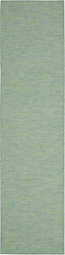 Nourison Home Positano Blue Green 2' x 6' Area Rug Easy Clean, Non Shedding, Bed Room, Living Room, Dining Room, Kitchen (6' Runner)