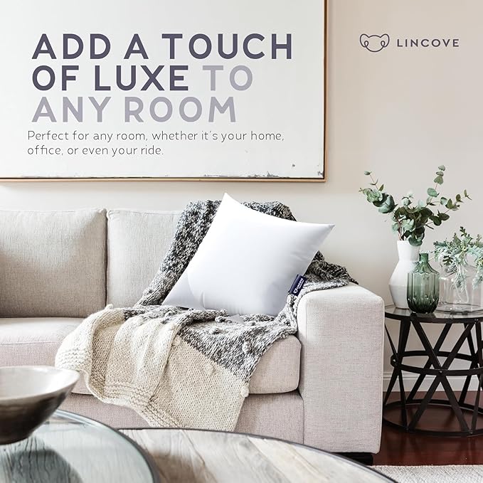 Lincove Euro Throw Pillow Insert Square 12"x24" Pillow – Made in Canada, 100% Cotton Shell, Down Alternative Filling, Vegan-Friendly, Hypoallergenic - Decorative Couch Pillows, 1 Pack