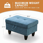 Ottoman Rectangular Storage Ottoman Bench, Flannel Footrest Stool Footstool with Lid for Living Room, Bedroom, Entryway, Light Blue, 28.5"x19"x17.5"