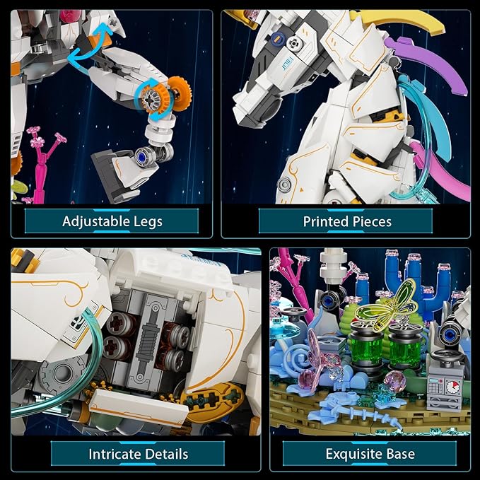 JMBricklayer Unicorn Building Sets for Adults with Lights 70008, Myth Art Creator Animals Display Ideas, Magical Rainbow Unicorn Home Decor, Building Toys Christmas Birthday Gifts for 14+(1492 PCS)