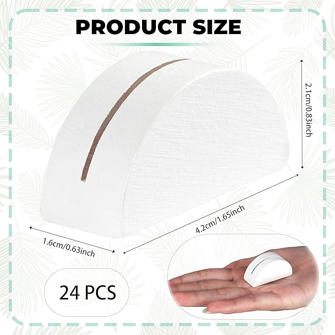 24PCS White Table Number Stands, Wooden Lightweight Wedding Table Name Holder, Small Size Place Card Holders, Semicircular Design, for Office Tag Photo Menu Clips Wedding Birthday Party Restaurant