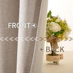 MIULEE Linen Textured Curtains for Bedroom Solid 100% Blackout Thermal Insulated Natural Beige Grommet Room Darkening Curtains & Drapes Luxury Decor for Living Room Nursery 52 x 54 Inch (2 Panels)