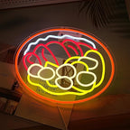LISIGNVE Curry Meat Dish Neon Sign Beef Curry Sign Neon Light for Wall Decor Curry Rice Led Light Up Sign for Indian Restaurant Kitchen Japanese Thai Style (16.5 * 12.6 In)