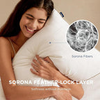 Bedsure Luxury Goose Feathers Down Pillow - 300 Thread Count Cotton Cover Gusseted Hotel Collection Bed Queen Pillow, Ultra-Soft High Elasticity Sorona Fiber Layer Pillows (1, Peyote, Standard)