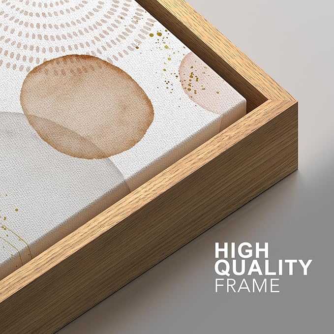 SIGNFORD Framed Wall Art Print Set Pastel Pink Gray Watercolor Circles Abstract Shapes Illustrations Modern Minimalist Relax/Calm Multicolor for Living Room, Bedroom, Office - 16"x24"x2 Natural