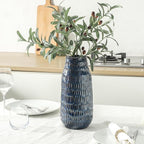 Blue Ceramic Vase for Home Decor, 12.6 Inch Tall Flower Vase with Modern Textured Finish,Decorative Floor Vase for Pampas Grass, Entryway, Living Room, Dining Table, Farmhouse or Office
