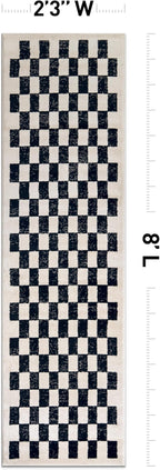 Rugshop Black and White Checkered Area Rug – High-Contrast Grid Pattern Carpet for Living Room, Bedroom, or Dorm – Trendy Contemporary Soft Floor Décor 2' 3" x 8' Runner Black