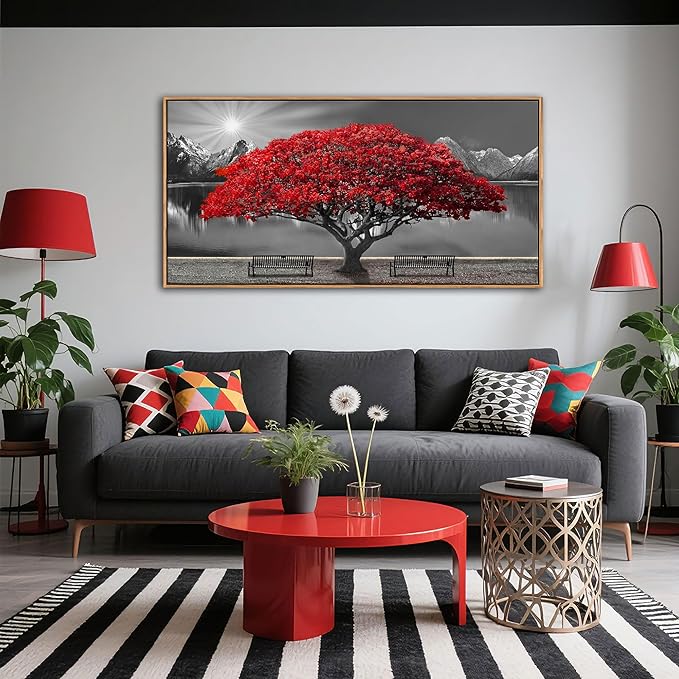 Large Framed Wall Art for Living Room Large Mangrove Landscape Modern Art for Wall Decor Living Room, Bedroom, Office, Home Wall Decor 24x48 inches(With Soild Wood Dark Framed)