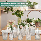 20 Pcs Glass Bud Vase Set Small Vintage Flower Vase in Bulk for Centerpieces Rustic Decorative Glass for Wedding Table Home Christmas Decoration (Clear)