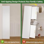 Tall Pantry Cabinet 67" H Metal Cabinet with 4 Doors, Bathroom Cabinets, 3 Adjustable Shelves for Kitchen, Home Office, Living Room, Dinning Room