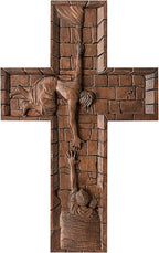 BGCOPPER Crucifix Wall Cross Handmade Wooden Cross with Hook, Christian Wall Art Jesus Wall Cross Gifts for Church Home Room Decor Christmas Cross - 6 Inch