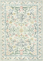 Wonnitar Washable Area Rugs 5x7, Soft Floral Bedroom Area Rug, Washable Carpet 5x7 Non Slip, Boho Flower Print Beige Carpets for Living Room Bedside Dining Room