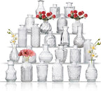 Glass Bud Vase Set of 24, Small Flower Vases, Glass Vases for Centerpieces, Vintage Home Table Decorations Bud Vases (24 Pcs, Clear)