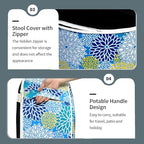 Inflatable Ottoman Stool D21 xH9 for Outdoor/Indoor Use, Water Repellent Patio Foot Rest Stool with Portable Handle,Round Pouf Ottoman Suitable for Garden,Deck and Camping - Dahlia Blue