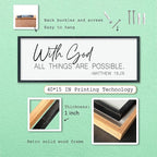 LuZhiQiang With God All Things Are Possible Wall Decor 40"×15" Matthew 19:26 sign Bible Verse Scripture for Living Room Large Wood Framed Wall Hanging Art (Black)