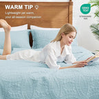 Love's cabin Quilts for Full Bed Spa-Blue Bedspreads Bedding Set - Lightweight Bedspread Comforter - Coin Pattern Bedding Coverlet for All Season - 3 Pieces (1 Quilt, 2 Pillow Shams)