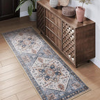 Runner 2x6 Runners for Hallways Runner-Rugs for Bedroom Soft Kitchen Machine Washable Vintage Oriental Floral Medallion Laundry Rug Non Slip Blue Rust