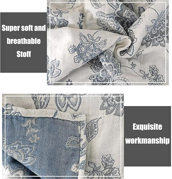 MSGKV Boho Throw Blanket for Couch Sofa Bed Decor, 100% Cotton Blankets Warm Versatile KnitWoven Blanket, Super Soft Warm & Decorative Blanket for Sofa Bed Living Room, 78''Wx 90''L