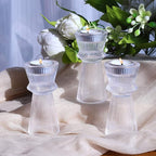 VOHO Clear Ribbed Taper Candle Holders Set of 3, Minimalist Style Glass Candle Holder for Candlesticks and Tealight Candles, Classy Candlestick Holders for Bridal Shower Wedding Decor/Birthday/Holiday