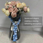 Handcrafted Farmhouse Wooden Decorative Beads Garland, Table Tray Boho Wood Beads with Tassel, Small Rustic Antique Decor for Home and Events (32" Rustic Light Blue)