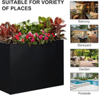SUNNYPARK Large Metal Planter Box 32”x 12”x 24”, Rectangular Modern Black Metal Planter Box Heavy Duty with Drainage Holes for Outdoor Garden Patio