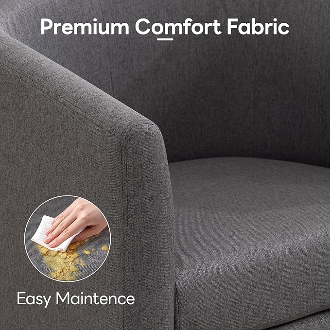 Accent Barrel Chair, Modern Comfy Living Room Chairs with Armrest Small Reading Chair with Cozy Soft Padded for Bedroom Reception Room Cafe,Grey