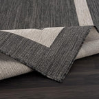 CAMILSON Outdoor Rug 10x14, Large Modern Outside Rugs for Patios Porches Waterproof Durable Washable Non-Shedding, Easy-to-Clean Indoor Outdoor Area Carpet (10 x 14, Bordered - Dark Gray/Light Gray)