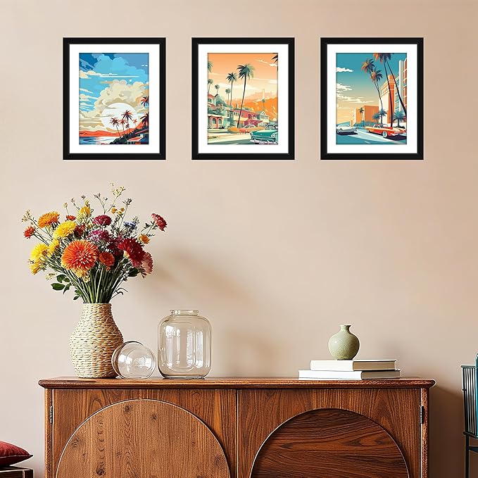 FIXSMITH 10x12 Picture Frame Set of 4, Photo Frame with HD Plexiglass, Display Pictures 7x9 with Mat or 10x12 Without Mat, Black Picture Frames Collage Wall Decor, Gallary Wall Frame