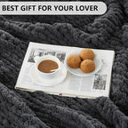 L'AGRATY Chunky Knit Blanket Throw - Soft Throw Blanket 40x50: 100% Hand Kintted Chenile Crochet Throw Blanket for Couch - Large Cable Knit Blanket for Home Decor (Dark Grey)