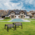 Patio Outdoor Ottoman Footstools Assembled Aluminum Footrest Side Table Small Chairs Patio Ottoman 2 Set Brown