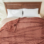 NEWCOSPLAY Super Soft Queen Blanket Coffee Premium Silky Flannel Fleece 3D Clouds Stylish Jacquard Lightweight Bed Blanket All Season Use 350GSM (Coffee, Queen(90"x90"))