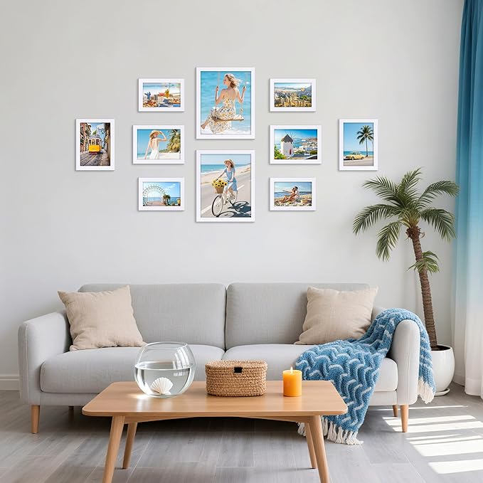 decorUhome Picture Frames Collage Wall Decor for Photo Gallery Display, Assorted Picture Frames set of 10 Including Two 8x10 / Four 5x7 / Four 4x6 for Family Wall Decor, White, 10 Pack
