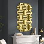 KOHROS Large Modern Gold Wall Mirror - 46.5"x30" Geometric Maze Design Decorative Mirror for Home Decor Living Room Entryway Hallway Farmhouse, Mirrors for Wall Decor