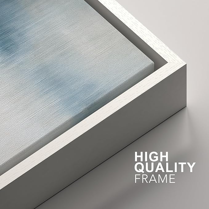 SIGNFORD Framed Canvas Print Wall Art Set Blue and Beige Abstract Modern Neutral Vertical Illustration Modern Art Decorative Nordic Nature for Living Room, Bedroom, Office - 16"x24"x2 White