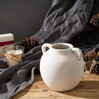 Ceramic Vase, 5.8 Inch Terracotta Vase with Handles, Boho Decor Decorative Vase, Rustic Vase for Home Decor, Farmhouse, Living Room, Table - Beige