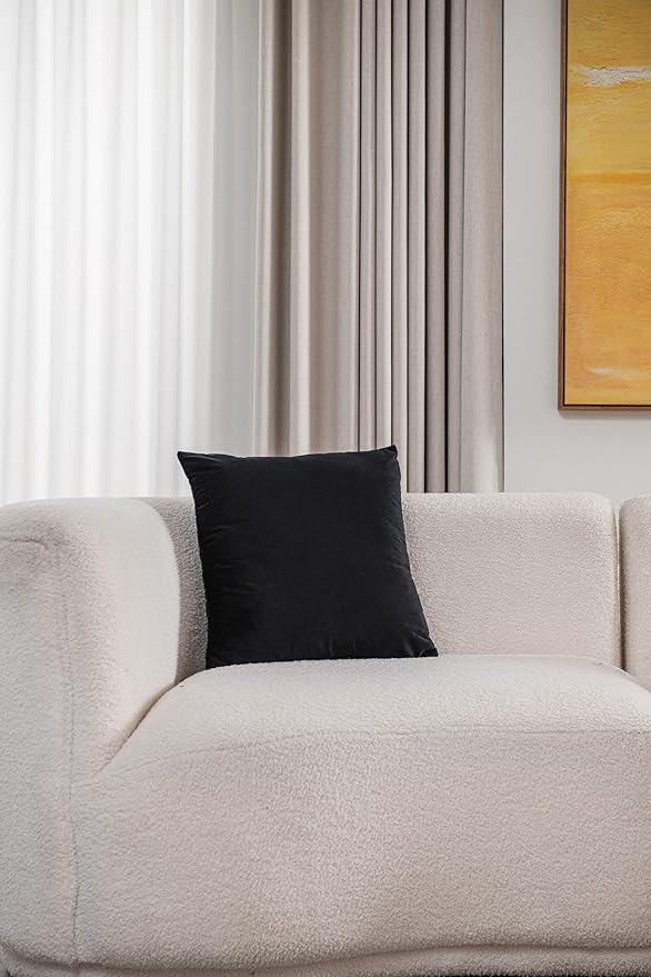 Decorative Pillow Covers 16x16 Black: 2 Pack Cozy Soft Velvet Square Throw Pillow Cases for Farmhouse Home Decor