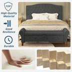 Storage Ottoman Bench for Bedroom, Linen 52" End of Bed Bench with Rolled Arms Upholstered Ottoman Bench Fit for Bedroom, Living Room, Entryway, Dark Gray