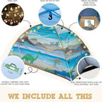 Dinosaur Twin Bed Tent for Kids Indoor Fort - Magical Dream Tents for Boys Pop Up Toddler Bed Canopy for Girls Bunk Bed Tent for Top Bunk - Sensory Sleep Pod for Kids Educational