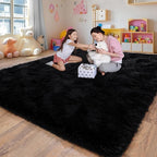 Large 8x10 Area Rugs for Living Room, Black Soft Shag Rug for Bedroom, Non-Slip Ultra Fluffy Rug, Modern Plush Carpet for Girls Boys Kids Room Dorm, Fuzzy Rug for Home Decor Aesthetic