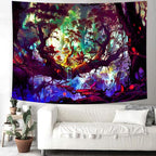 Delur Fantasy Forest Tapestry Mystical Landscape Magical Enchanted Forest Tree Nature Tapestry Psychedelic Wall Hanging Headboard for Bedroom Living Room Home Decor (59.1" x 78.7")