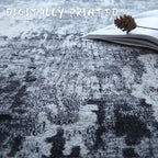 Rugcomf 4x6 Rug Washable Boho Soft Area Rug Abstract Pattern Non-Slip Faux Wool Vintage Rug for Living Room, Bedroom Rug, Farmhouse, Dining Room, Kids Playroom, Grey and Black