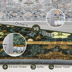 Runner Rug - 2'6"x8' Boho Washable Kitchen Rug, Non-Slip Soft Low Pile Rugs Indoor for Hallway Living Room Bedroom Sunroom, Vintage Stair Carpet Stain Resistance (Dark Green, 2.5x8ft)