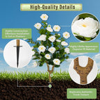 Romantic Season 2Pack 36" Artificial Camellia Tree with Ground Spike - White Faux UV Resistant Blooming Bush, Lifelike Camellia Flowers for Indoor Outdoor Decor, Perfect for Wedding