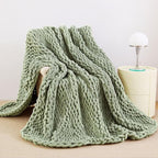 Admitrack Chunky Knit Blanket Throw, 100% Hand Knit Chenille Throw Blanket for Sofa & Home Decor, Soft and Cozy Knitted Throw Blankets (Sage Green, 60""x80""), XNR010