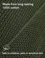 YnM Chunky Cotton Knit Throw Blanket, Cable Knit Throws for Bed Couch Sofa, Comfy & Relaxing, Decorative Piece for Farmhouse Modern Boho Rustic Scandinavian Chic Vibe, Pine Green 60x80 Inches