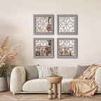 Boho Square Wall Mirrors Set of 2-12" x12'Decorative Mirrors for Wall Decor, BrownHandcrafted Mirror Panels Perfect for LivingRoom Bedroom Entryway Hallway (Brown)